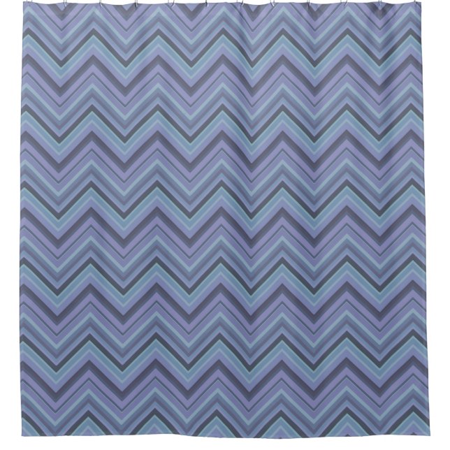 Rideaux De Douche Bandes de zigzag gris bleu (Devant)