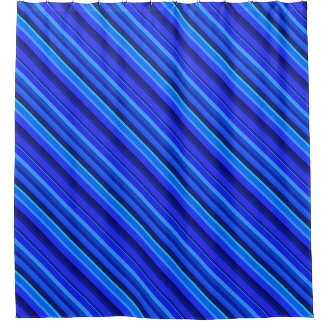 Rideaux De Douche Bandes diagonales bleues (Devant)