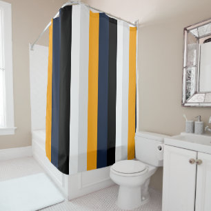 Rideaux De Douche Bandes jaunes, bleues, blanches et noires