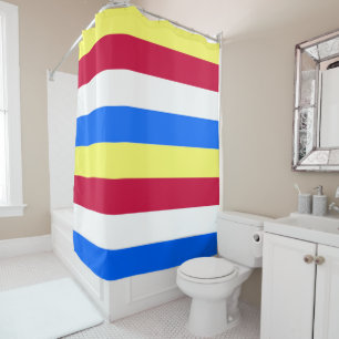Rideaux De Douche Bandes jaunes, rouges, blanches et bleues