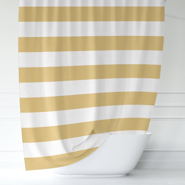 Rideaux De Douche Bandes Larges Or et Blanc (Créateur téléchargé)