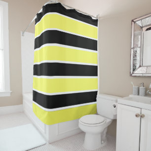 Rideaux De Douche Bandes noires, jaunes et blanches