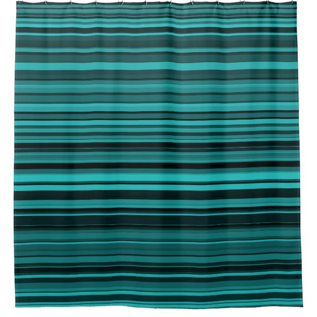 Rideaux De Douche Bandes noires turquoises (Devant)
