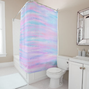 Rideaux De Douche Bandes Peintes Turquoise Rose violet