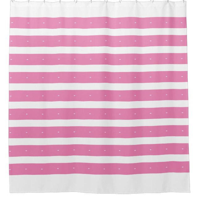 Rideaux De Douche Bandes roses et blanches (Devant)