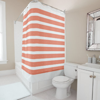 Rideaux De Douche Bandes saumons et blanches