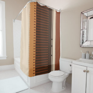 Rideaux De Douche Bandes Tons Terre Décoration Minimaliste Maison