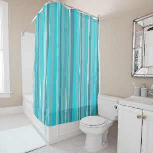 Rideaux De Douche Bandes turquoises verticales