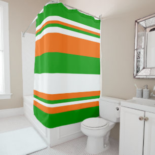 Rideaux De Douche Bandes vertes, blanches et orange