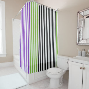 Rideaux De Douche Bandes violet vert noir