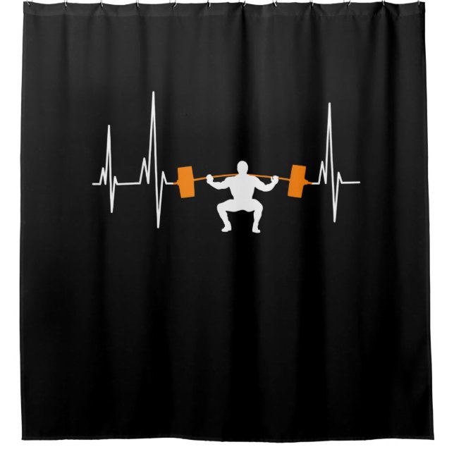 Rideaux De Douche Barbell Weightlifting Heartbeat (Devant)