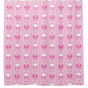 Rideaux De Douche Baroque Crâne Motif rose
