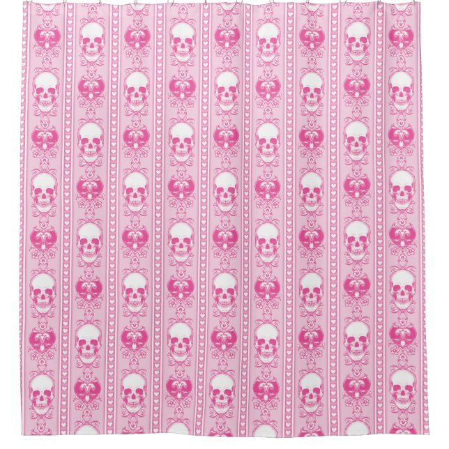 Rideaux De Douche Baroque Crâne Motif rose (Devant)