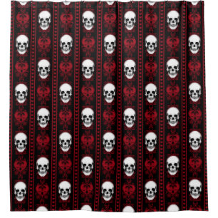 Rideaux De Douche Baroque crâne Motif rouge