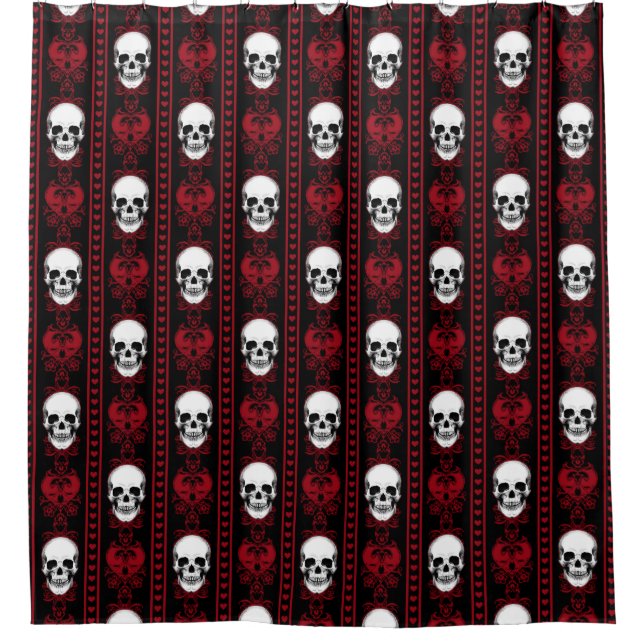Rideaux De Douche Baroque crâne Motif rouge (Devant)