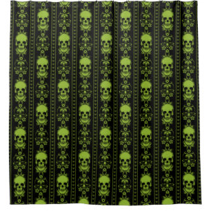 Rideaux De Douche Baroque Crâne Motif vert