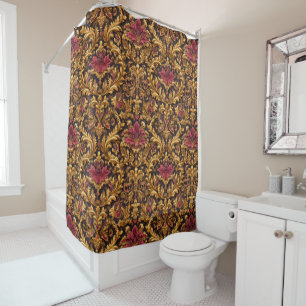 Rideaux De Douche Baroque Floral Royal avec Ornement Doré