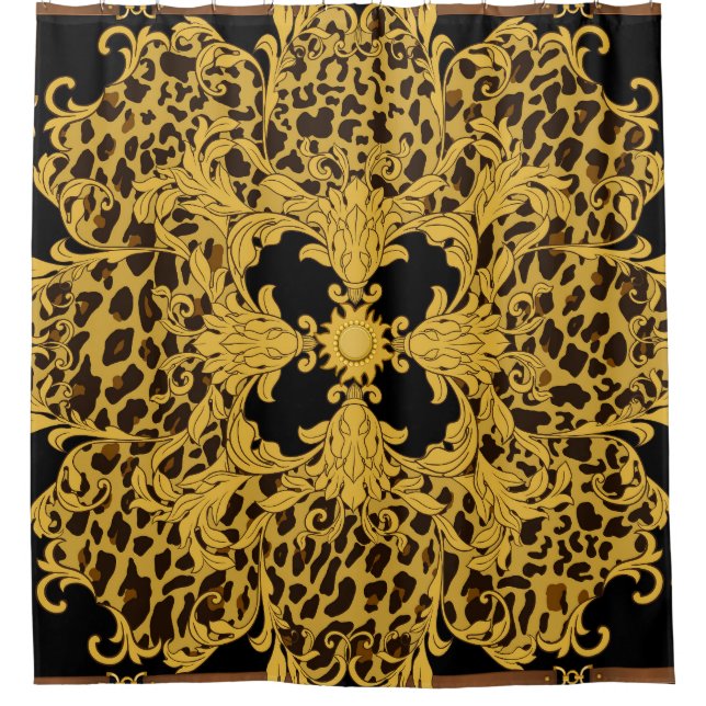 Rideaux De Douche Baroque léopard, Poster de animal orné (Devant)