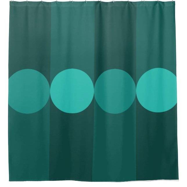 Rideaux De Douche Barrages de géométrie rétro Cercles Turquoises (Devant)