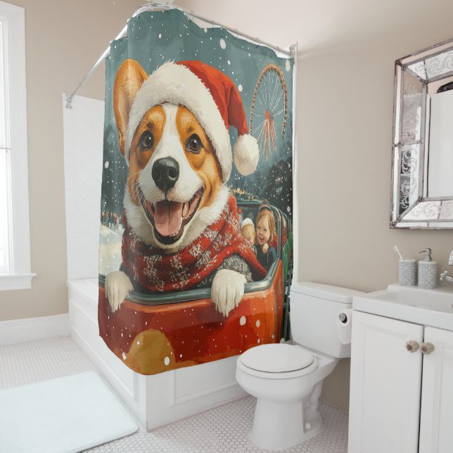 Rideaux De Douche Basenji Dog Roller Dessous de verre Noël (En situation)
