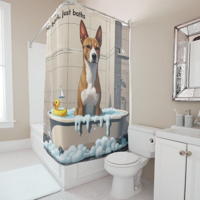 Rideaux De Douche Basenji Sloppy Sleepy mignonne drôle (En situation)