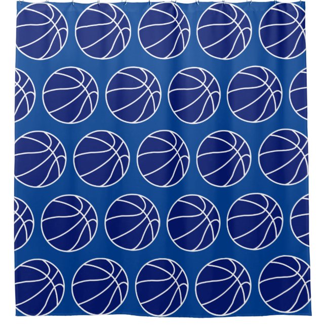 RIDEAUX DE DOUCHE BASKETBALL BLEU PROFOND (Devant)