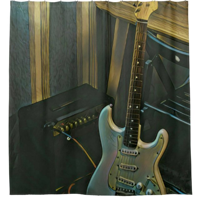 Rideaux De Douche basse acoustique guitare électrique cadeau (Devant)