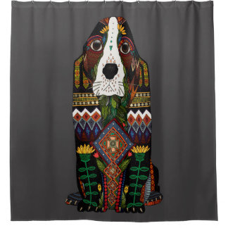 Rideaux De Douche Basset Hound love pewter