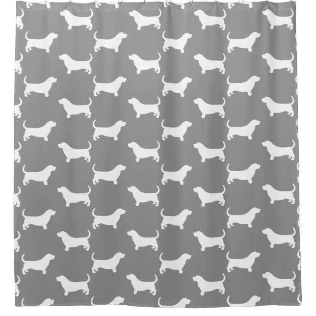 Rideaux De Douche Basset Hound Silhouettes Motif Grey (Devant)
