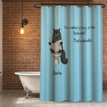 Bathroom Privacy With Cat Shower Curtain