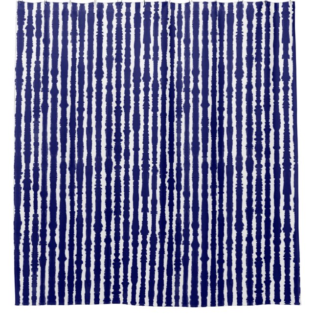 Rideaux De Douche Batik Indigo Style Stripes (Devant)