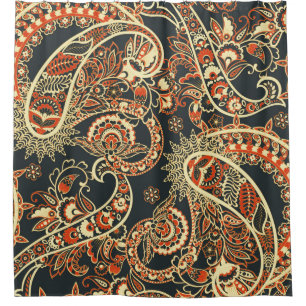 Rideaux De Douche Batik Paisley : Motif Vintage sans couture.