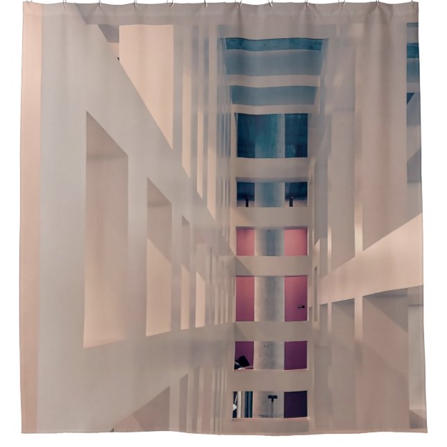 RIDEAUX DE DOUCHE BÂTIMENT EN BÉTON BLANC (Devant)