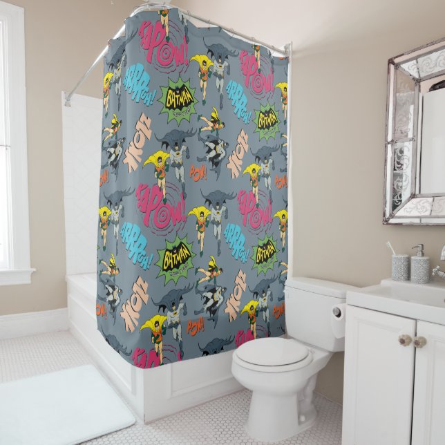 Rideaux De Douche Batman Et Robin Motif Action (En situation)