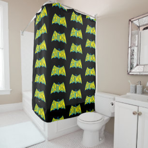 Rideaux De Douche Batman Logo Vintage bleu jaune