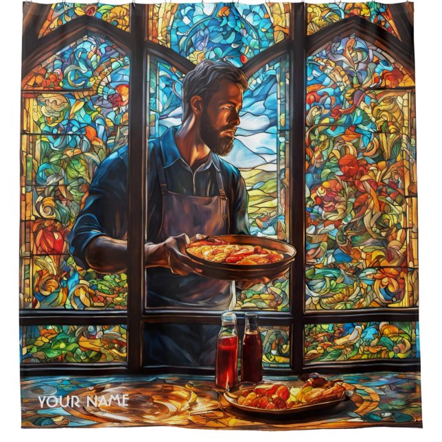 Rideaux De Douche BBQ Imaginaire Cute en Verre (Devant)