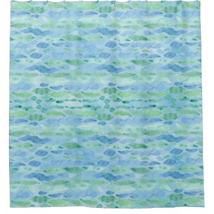 Rideaux De Douche Beach House Moderne Ocean Wave Blue Green Motif