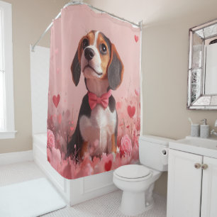 Rideaux De Douche Beagle avec des roses - Saint-Valentin