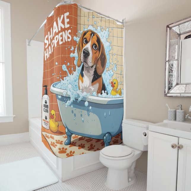 Rideaux De Douche Beagle Déguenillé Endormi Mignon Drôle (En situation)