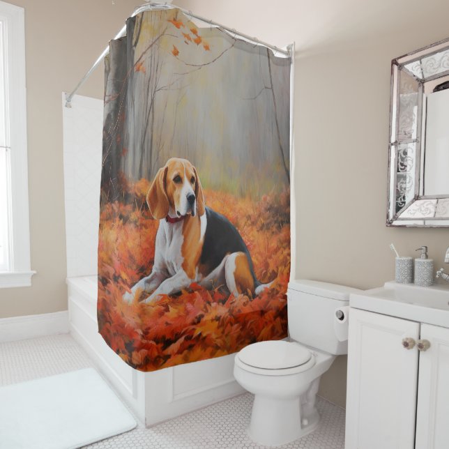 Rideaux De Douche Beagle en automne Leaves automne Inspire (En situation)