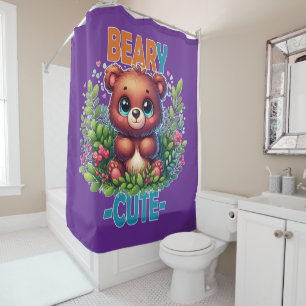 Rideaux De Douche Béary Mignonne. Caricature de Teddy Bear souriante