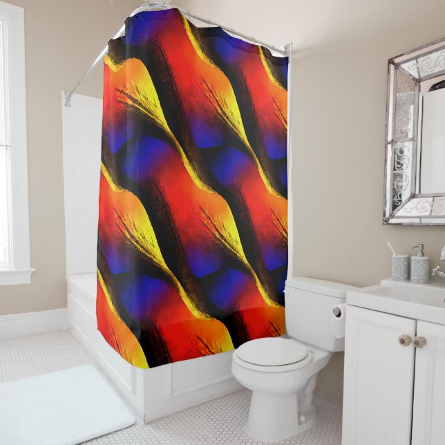 Rideaux De Douche Beau art Abstrait sur Arrière - plan foncé (En situation)