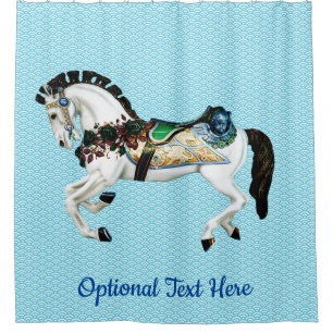 Rideaux De Douche Beau cheval blanc de carrousel