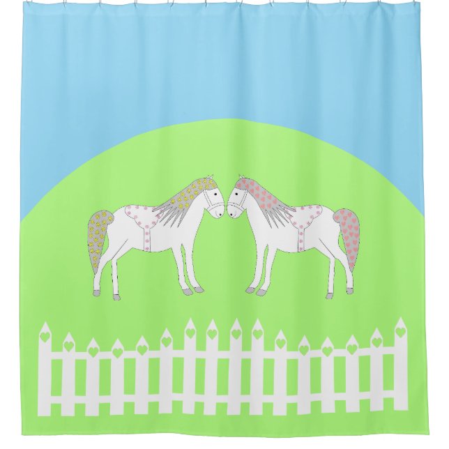 Rideaux De Douche Beau Chevaux Mariages blancs (Devant)