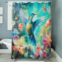 Beau colibri entouré de fleurs