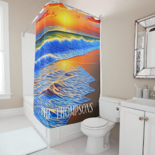 Rideaux De Douche Beau coucher de soleil sur la plage