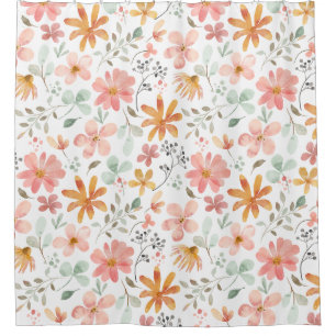 Rideaux De Douche Beau Motif à fleurs rose orange blanc