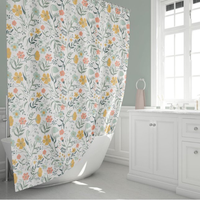 Rideaux De Douche Beau motif botanique floral (Beautiful Botanical Floral Pattern Shower Curtain Fun And Whimsical from Studio Posies. )