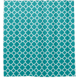 Rideaux De Douche Beau Motif de Quatrefoil Turquoise et Blanc