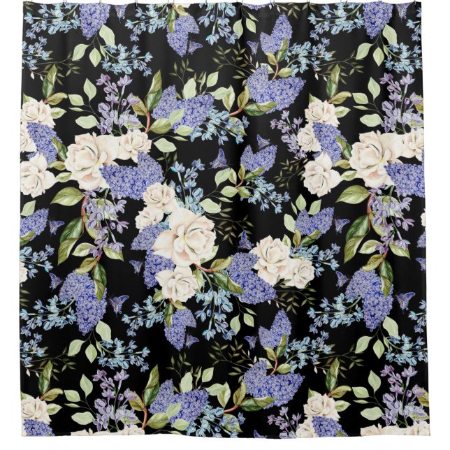 Rideaux De Douche Beau motif floral Lilac Rose Foliage (Devant)